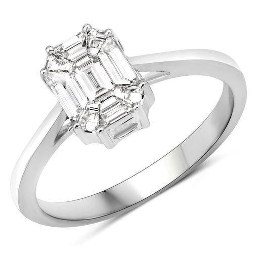 Bids.com 0.48 Carat Genuine White Diamond 18K White Gold Ring Rings