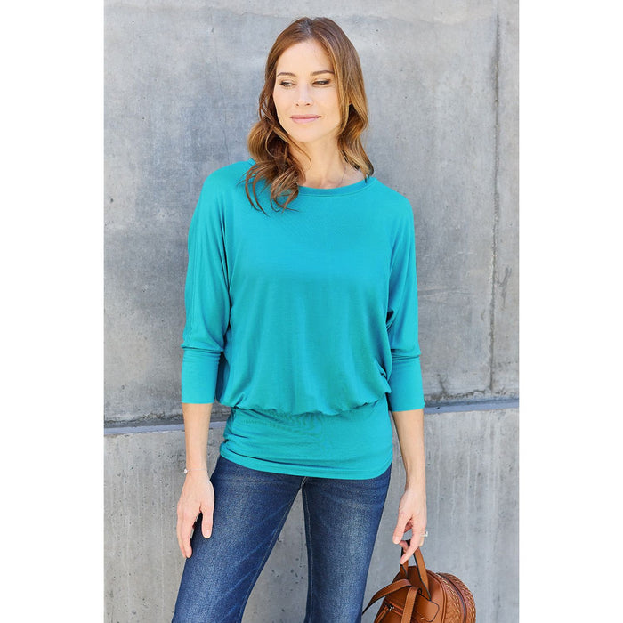 Basic Bae Round Neck Batwing Sleeve Blouse