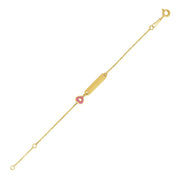 Bids.com 14k Yellow Gold 5 1/2 inch Childrens ID Bracelet with Enameled Heart Bracelets
