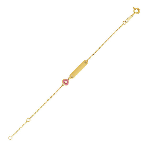 Bids.com 14k Yellow Gold 5 1/2 inch Childrens ID Bracelet with Enameled Heart Bracelets