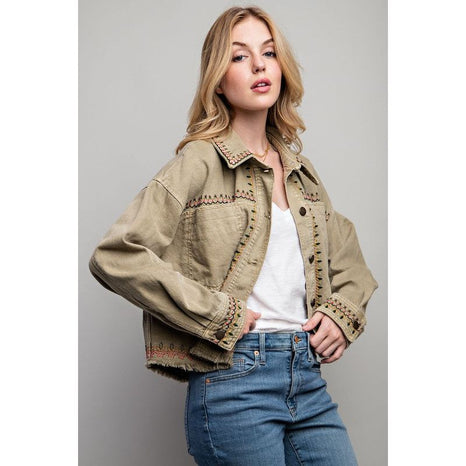 EMBROIDERED WASH COTTON JACKET