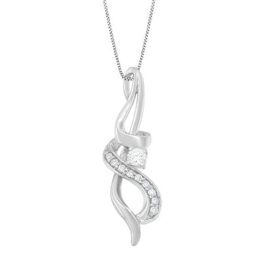 Bids.com Espira 10K White Gold 1/5 cttw Round Cut Diamond Swirl Pendant Necklace (J-K, I1-I2) Necklaces
