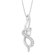 Bids.com Espira 10K White Gold 1/5 cttw Round Cut Diamond Swirl Pendant Necklace (J-K, I1-I2) Necklaces