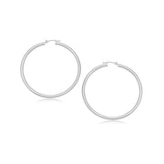 Bids.com 14k White Gold Polished Hoop Earrings (25 mm) Earrings