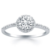Bids.com 14k White Gold Diamond Halo Collar Engagement Ring Rings