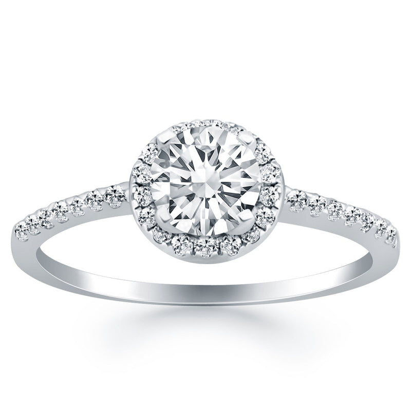 Bids.com 14k White Gold Diamond Halo Collar Engagement Ring Rings