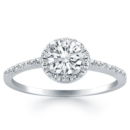Bids.com 14k White Gold Diamond Halo Collar Engagement Ring Rings