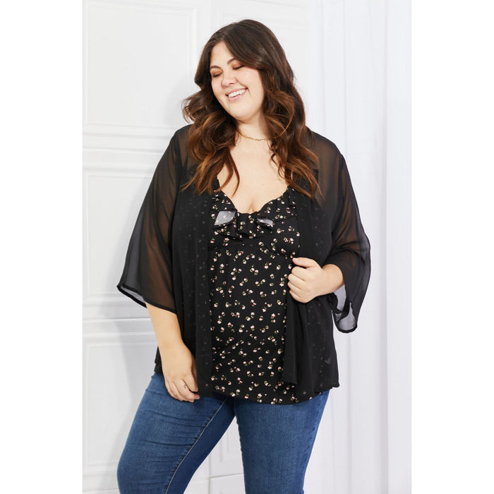 Melody Just Breathe Chiffon Kimono in Black