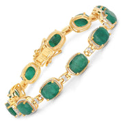 Bids.com 15.06 Carat Dyed Emerald and White Diamond .925 Sterling Silver Bracelet Bracelets