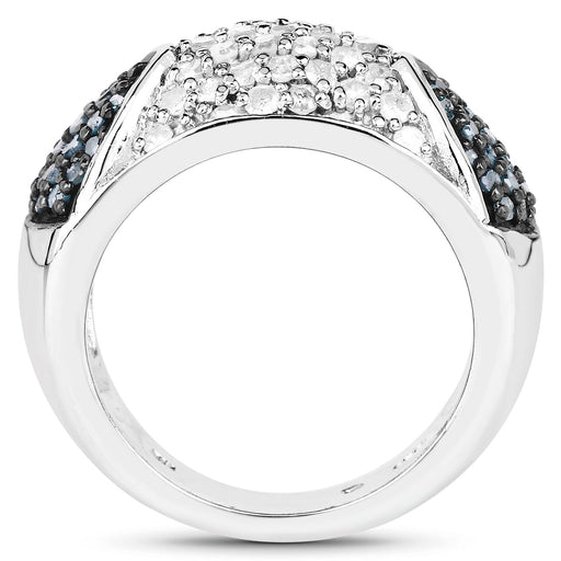 Bids.com 0.94 Carat Genuine Blue Diamond and White Diamond .925 Sterling Silver Ring Rings