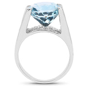 Bids.com 7.21 Carat Genuine Blue Topaz and White Cubic Zirconia .925 Sterling Silver Ring Rings