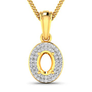 Bids.com 0.17 Carat Genuine White Diamond 14K Yellow Gold Semi Mount Pendant - holds 7x5mm Oval Gemstone Pendants