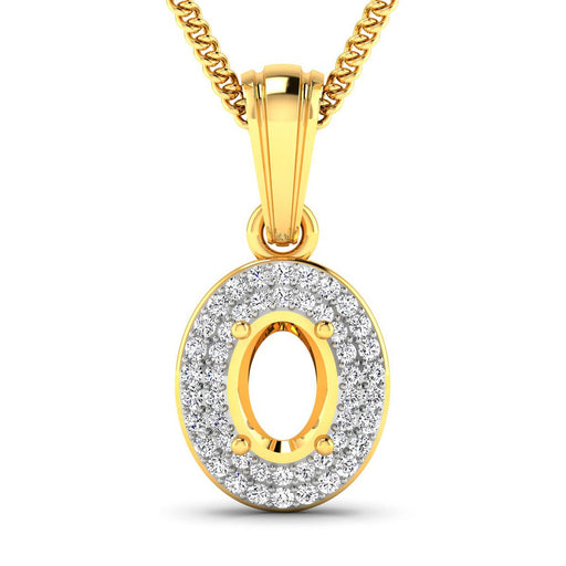 Bids.com 0.17 Carat Genuine White Diamond 14K Yellow Gold Semi Mount Pendant - holds 7x5mm Oval Gemstone Pendants