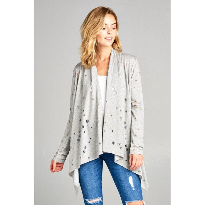 Plus Distressed Cascade Cardigan