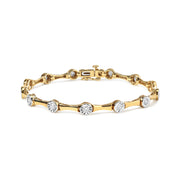 Bids.com 10K Yellow Gold Plated .925 Sterling Silver 1.0 Cttw Miracle Set Diamond Bezel Style Station Link Bracelet (H-I Color, I3 Clarity) - Size 7" Bracelets