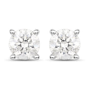 Bids.com 0.80 Carat Genuine White Diamond 14K White Gold Earrings Earrings