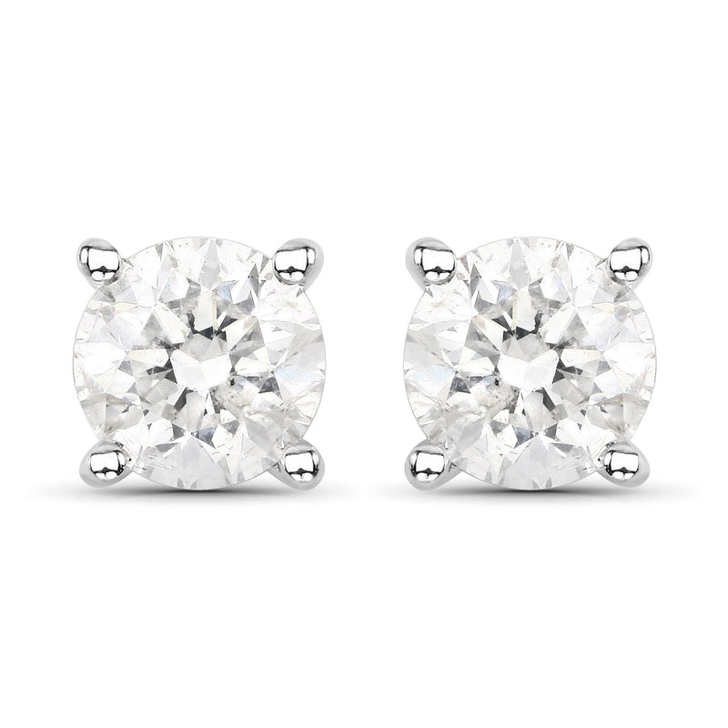 Bids.com 0.80 Carat Genuine White Diamond 14K White Gold Earrings Earrings