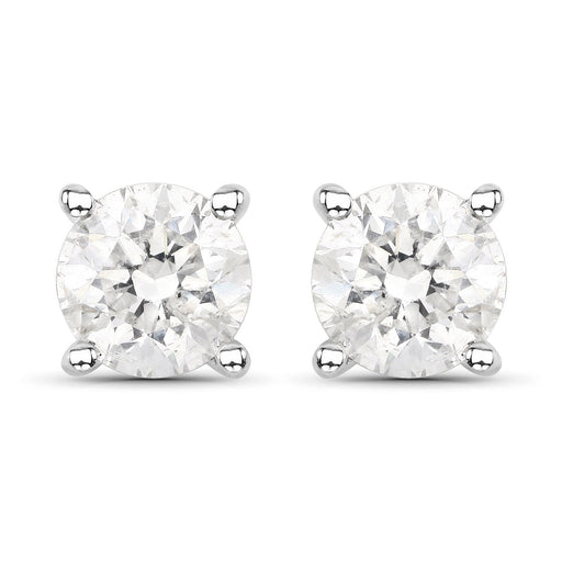 Bids.com 0.80 Carat Genuine White Diamond 14K White Gold Earrings Earrings