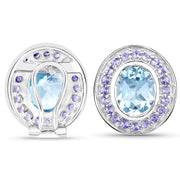 Bids.com 6.30 Carat Genuine Blue Topaz and Tanzanite .925 Sterling Silver Earrings Earrings