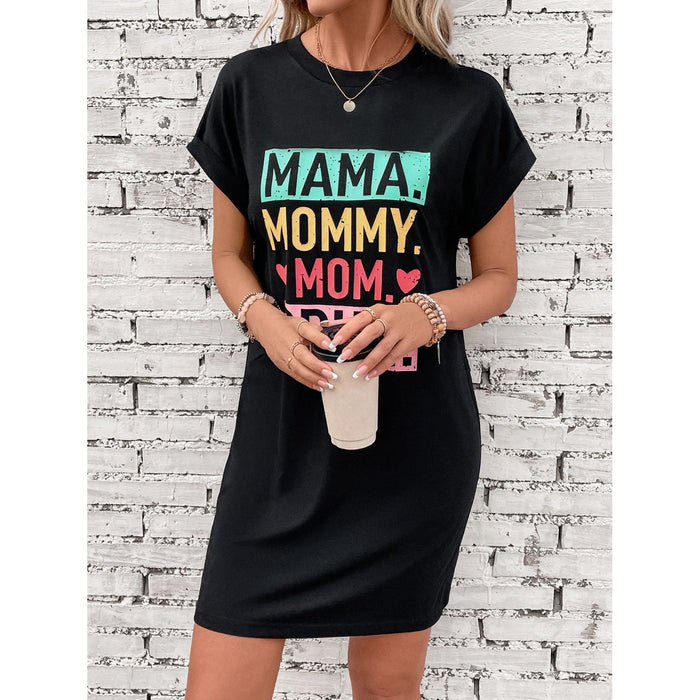 Letter Graphic Short Sleeve Mini Tee Dress