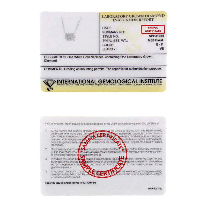 Bids.com IGI Certified 10K White Gold 1/2 cttw Lab Grown Oval Shape Solitaire Diamond East West 18" Pendant Necklace (E-F Color, VS1-VS2 Clarity) Necklaces