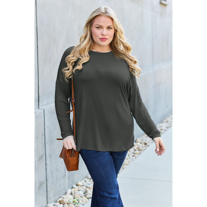 Basic Bae Round Neck Dropped Shoulder T-Shirt