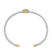 Bids.com 18K Yellow Gold Plated .925 Sterling Silver Diamond Accent  and Fleur Di Lis Medallion Bangle Bracelet (I-J Color, SI1-SI2 Clarity) - 7.25 Inches Bracelets