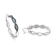 Bids.com 0.52 Carat Genuine Blue Diamond & White Diamond .925 Sterling Silver Earrings Earrings