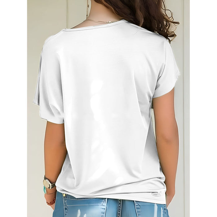 Asymmetrical Neck Short Sleeve T-Shirt