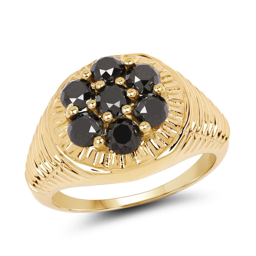 Bids.com 14K Yellow Gold Plated 1.40 Carat Genuine Black Diamond .925 Sterling Silver Ring Rings