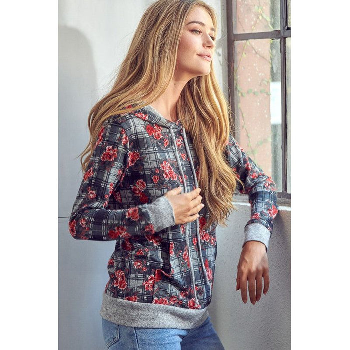 Plaid Floral Mix Sweatshirts