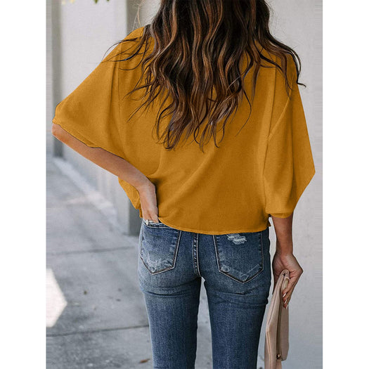 Cowl Neck Three-Quarter Sleeve Blouse