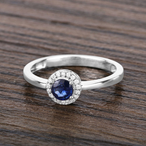 Bids.com 0.52 Carat Genuine Blue Sapphire and White Diamond 14K White Gold Ring Rings