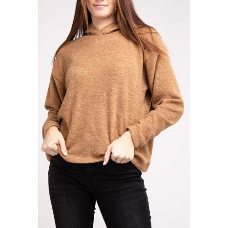 Hooded Brushed Melange Hacci Sweater