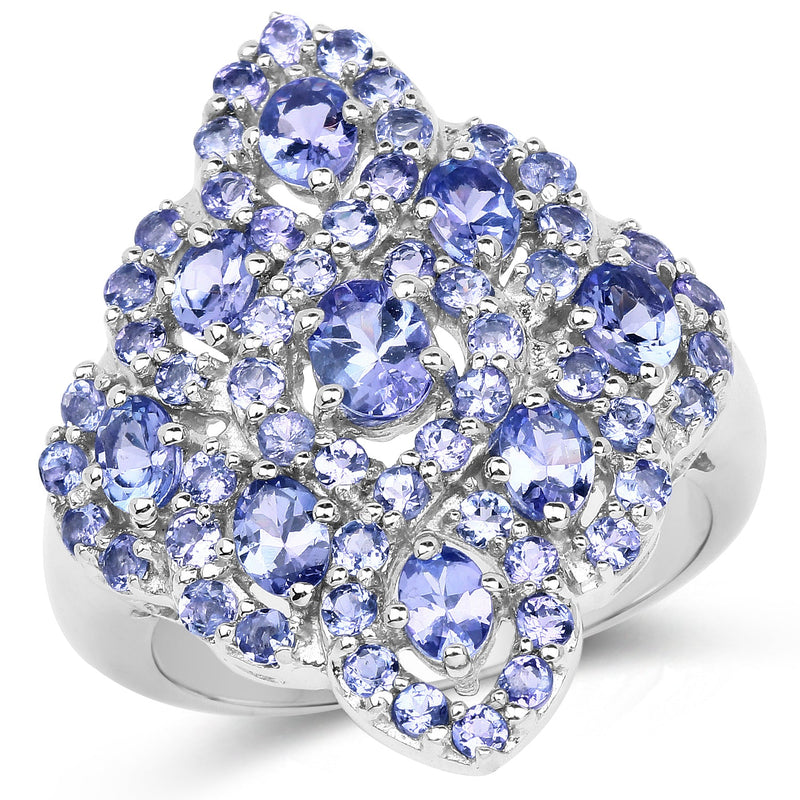 Bids.com 3.31 Carat Genuine Tanzanite .925 Sterling Silver Ring Rings