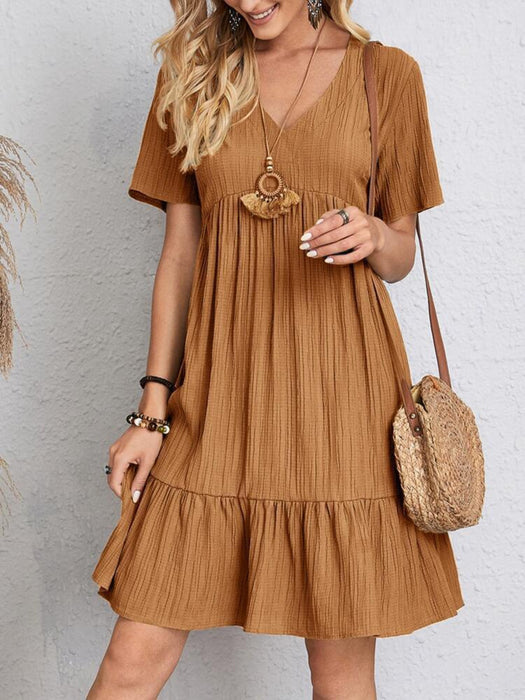 V-Neck Short Sleeve Dress