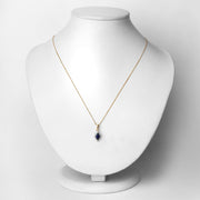 Bids.com 0.92 Carat Genuine Blue Sapphire and White Diamond 14K Yellow Gold Pendant Pendants