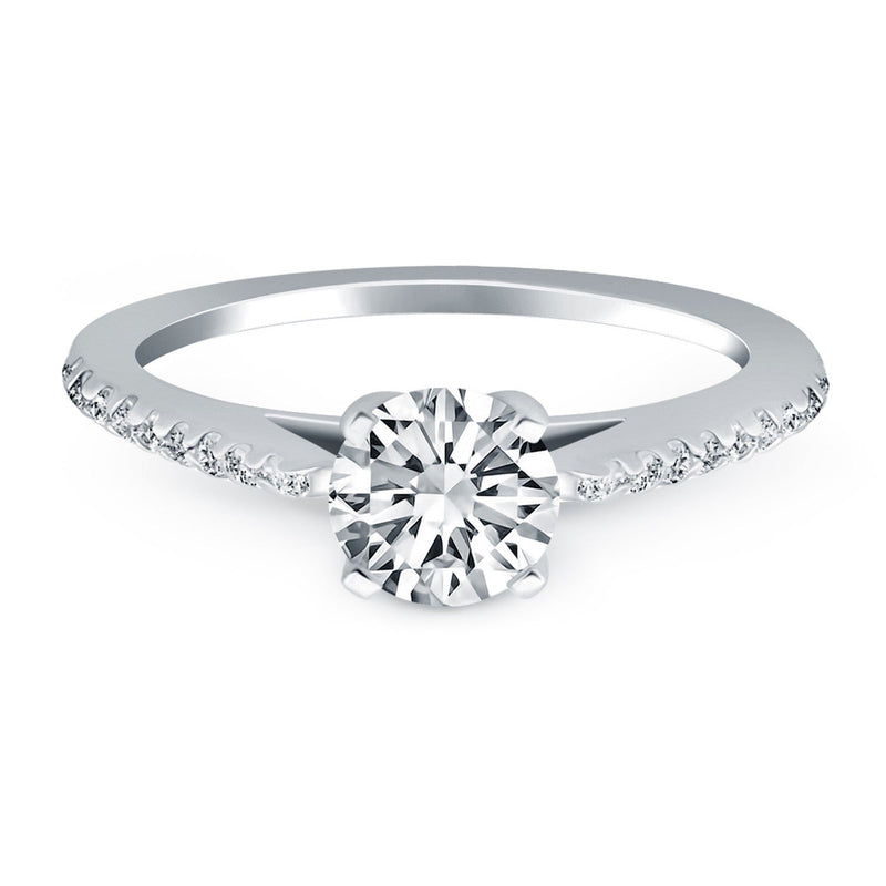 Bids.com 14k White Gold Micro Prong Diamond Cathedral Engagement Ring Rings