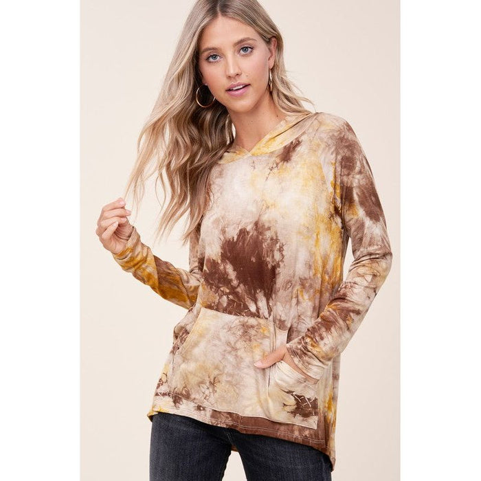 TIE DYE PRINT HOODIE HIGH LOW TOP