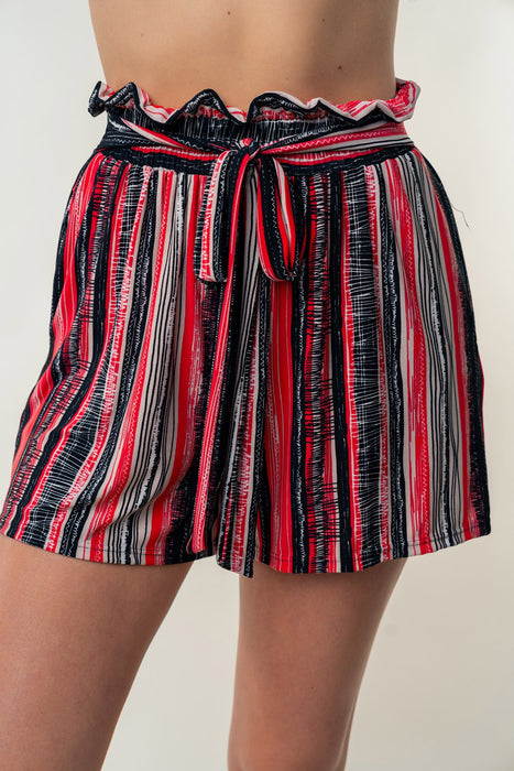 White Birch High Waisted Striped Shorts