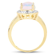 Bids.com 0.95 Carat Genuine Ethiopian Opal and White Topaz .925 Sterling Silver Ring Rings