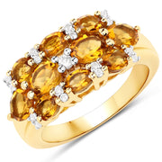 Bids.com 14K Yellow Gold Plated 2.48 Carat Genuine Citrine & White Topaz .925 Sterling Silver Ring Rings