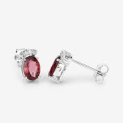 Bids.com 1.35 Carat Genuine Pink Tourmaline and White Diamond 14K White Gold Earrings Earrings