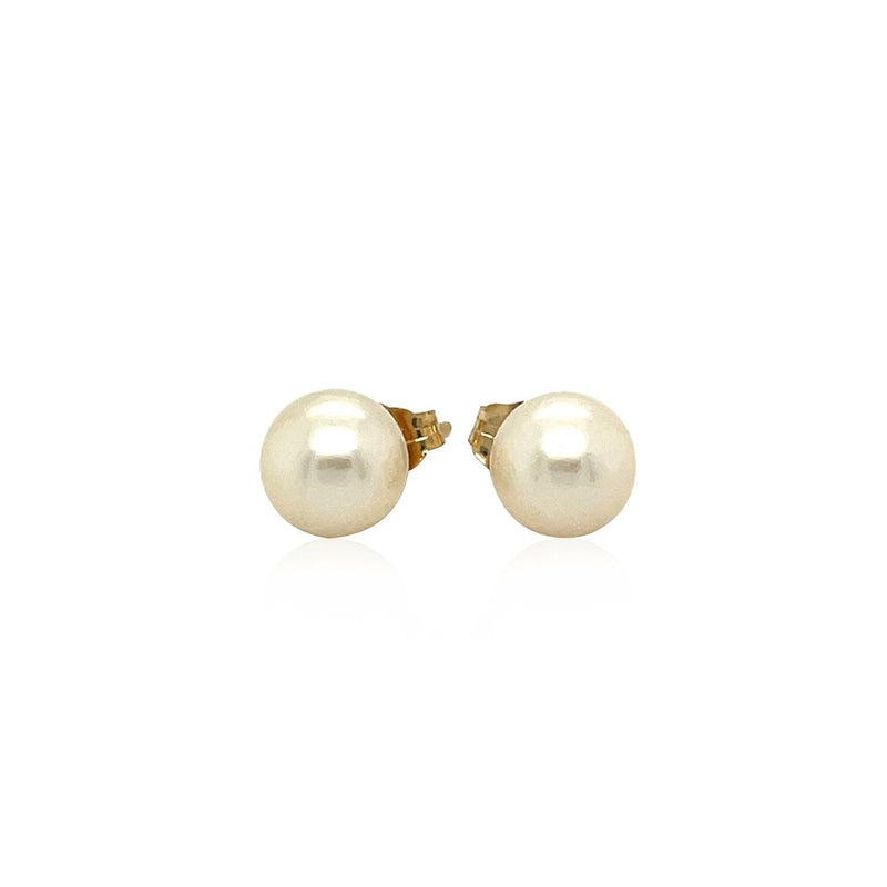 Bids.com 14k Yellow Gold Freshwater Cultured White Pearl Stud Earrings (7.0 mm) Earrings