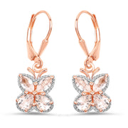 Bids.com 18K Rose Gold Plated 1.88 Carat Genuine Morganite .925 Sterling Silver Earrings Earrings