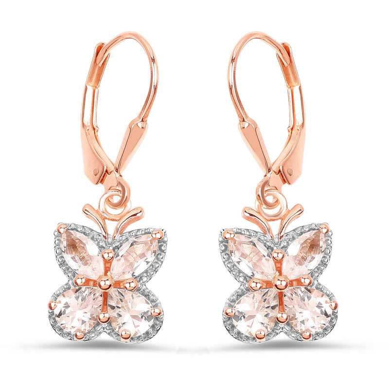 Bids.com 18K Rose Gold Plated 1.88 Carat Genuine Morganite .925 Sterling Silver Earrings Earrings