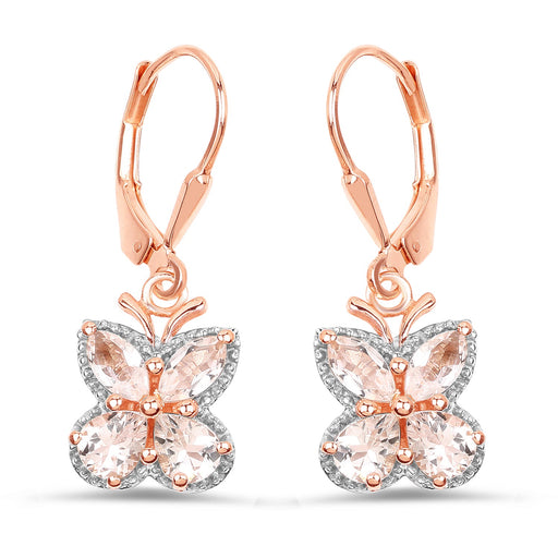 Bids.com 18K Rose Gold Plated 1.88 Carat Genuine Morganite .925 Sterling Silver Earrings Earrings