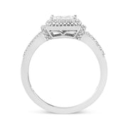 Bids.com .925 Sterling Silver 1/4 Cttw Princess-cut Diamond Composite Ring with Beaded Halo (H-I Color, SI1-SI2 Clarity) - Size 7 Rings