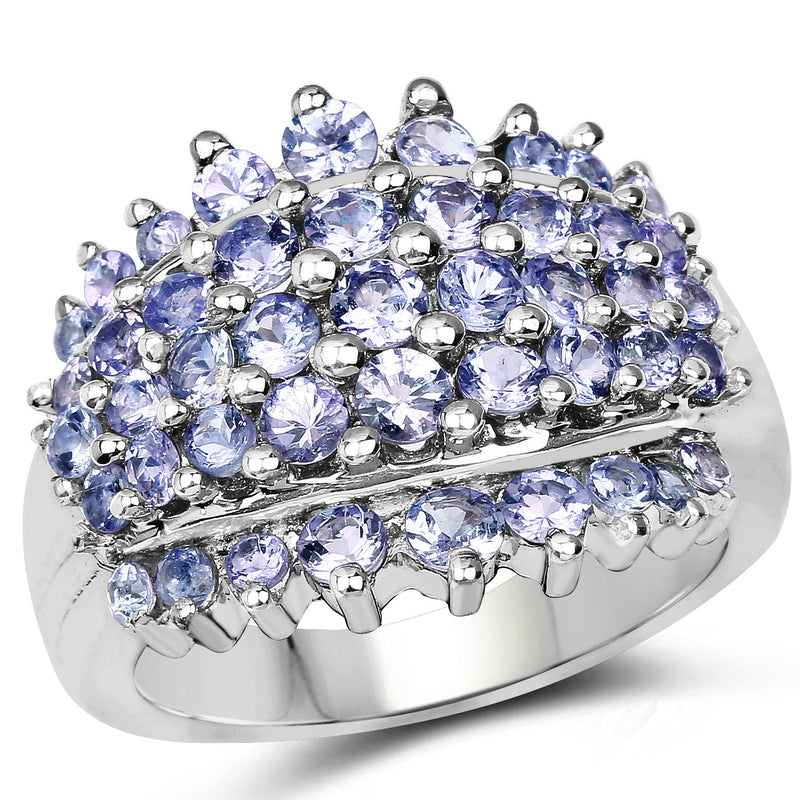 Bids.com 2.35 Carat Genuine Tanzanite .925 Sterling Silver Ring Rings