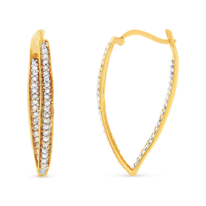 Bids.com 10K Yellow Gold 1/2 Cttw Round-Cut Diamond Modern Hoop Earrings (I-J Color, I2-I3 Clarity) Earrings